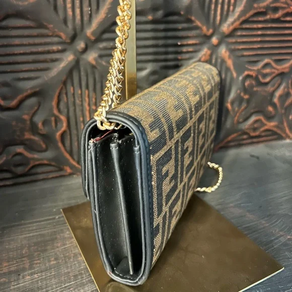 Fendi Brown Monogram Crossbody with Gold Chain Strap - Picture 4 of 16
